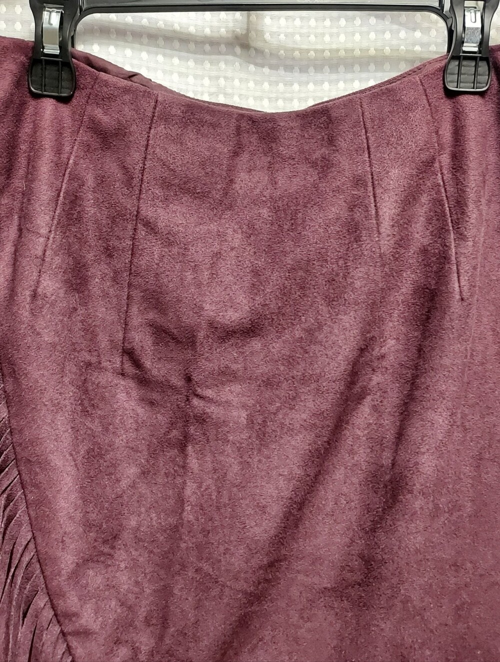 Express Burgundy Asymmetrical Fringe Skirt - Picture 7 of 10